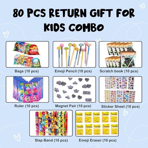 Image of SNAPTRON Return Gifts For Kids -80Pcs Return Gift For Kids Birthday 10 sets each| Bulk Return Gifts For Kids Age 4 5 6 7 8| Kids Return Gifts for Birthday in Bulk| Best Kids Gift items