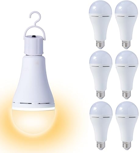 Bombillas LED recargables A21 de 9 W (equivalente a 60 W), blanco cálido, 3000 K, luz de emergencia multifunción para batería de reserva para cortes disponible en Yaxa Peru