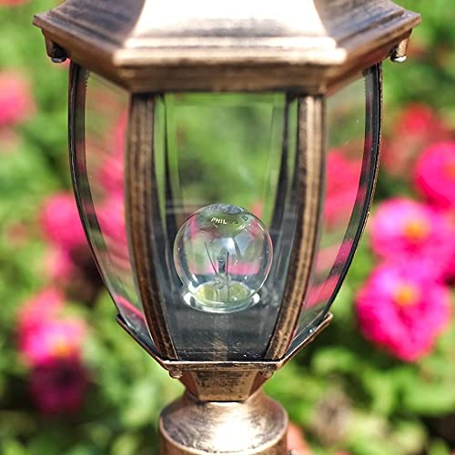 Lámpara de pie para exteriores E27, farola de cristal impermeable y columna de aluminio 6