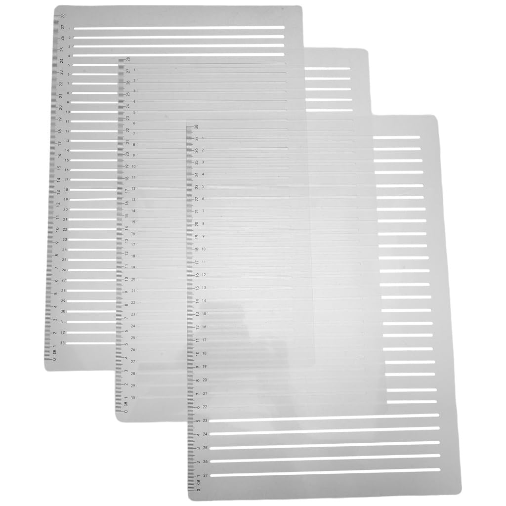 Luxshiny 3Pcs Straight Line Stencil, Transparent Grid Stencil and Calligraphy Line Guides for Journaling Writing Practice Exam Preparation Study Spaces Drawing Supplies