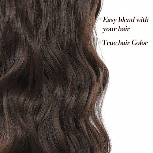 Clip in Hair Extensions 4PCS Thick Full Head Natural Brown 20Inch Hair Extensions Clip in Curly Wavy Synthetic Hair Extension Hairpieces - Image 4