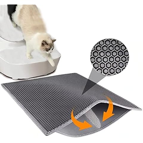 Cat Litter Mat Litter Trapping Mat, Honeycomb Double Layer Design Waterproof Urine Proof Trapper Mat for Litter Boxes, Easy Clean Scatter Control (20" X 16" Inch) Cover