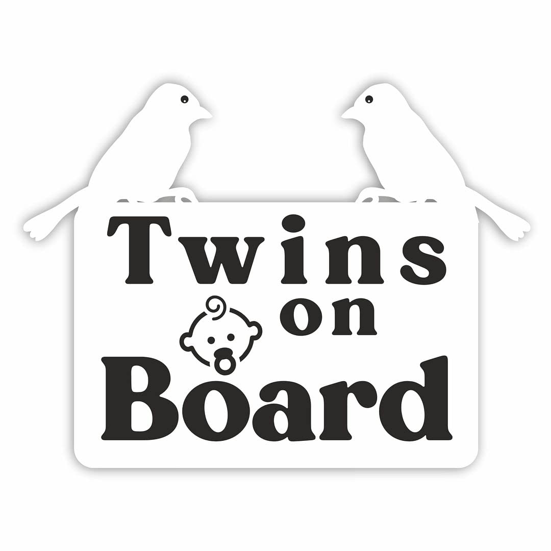 CVANU Twins on Board Kid's Safety Sticker for Car_Pack of 2, Size(6inch X 4.5inch)_cv54