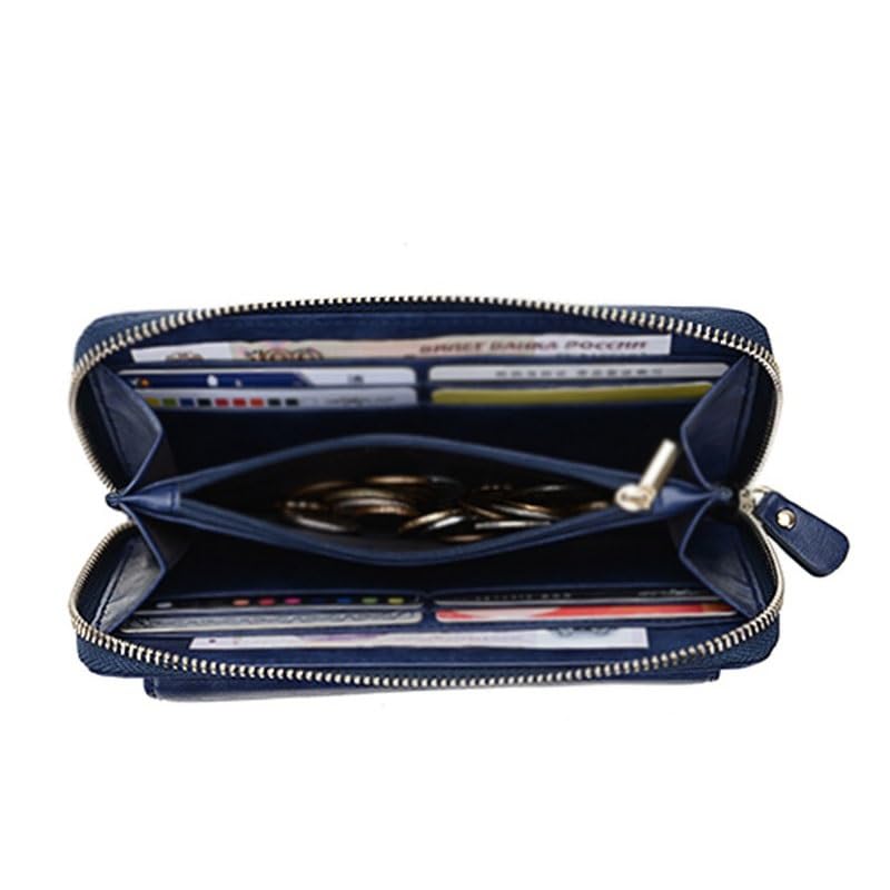 Women Genuine Leather Wallet Blocking Credit Card Holder Famale, D, 19.8cm3