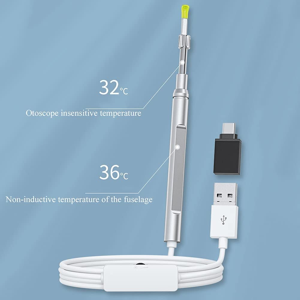 Limpiador de eliminación de Cera de Oreja con cámara de Oreja de 3,9 mm 6 DIRIGIÓ Luces, IP67 Video Impermeable Otoscopio for niños, Adultos