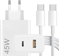 Kit Carregador Super Turbo 45W + Cabo USB Tipo C de 1m Compatível com Celulares, Tablets e Notebooks