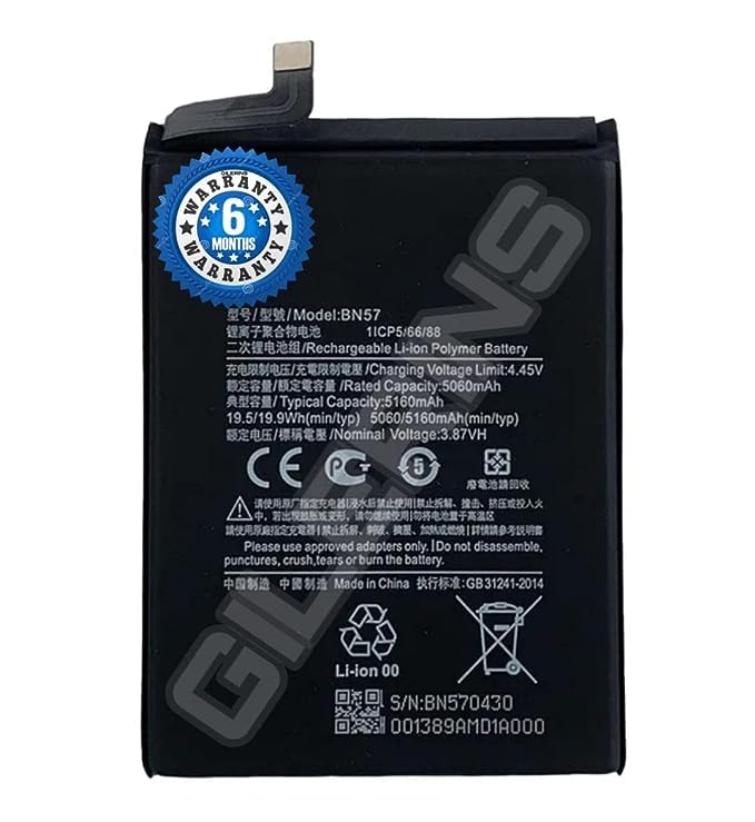 Image of Original BN57 Battery for Mi Poco X3 NFC /M2007J20CG / M200J20CT /M2102J20S1 / M2102J20SG Battery with 6 Month Warranty **** (E165)