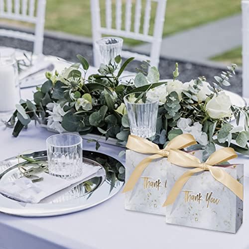 24Pcs Thank You Gift Bags with Bow Ribbon Small Paper Gift Bags Favour Bags for Wedding Party Birthday Party Baby Shower, Gold