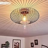 Deckenleuchte Wemude, Deckenlampe aus Metall in Schwarz/Kupfer, 1-flammig, 1 x E27-Fassung max. 60 Watt, moderner Leuchte im Retro/Vintage Design m. Gitter u. Lichteffekt an der Decke, LED geeignet