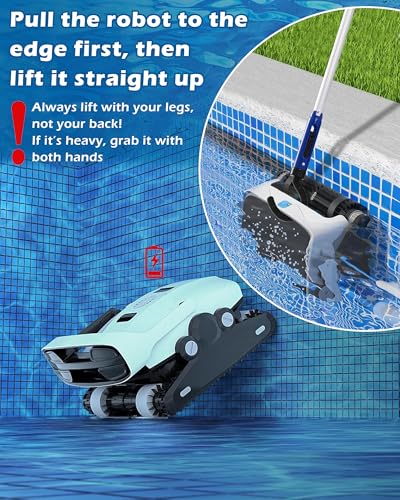 Image of Pool Robot Retrieval Hook - 49.21 Inch Adjustable Stainless Aluminum Pole, Heavy-Duty Detachable Hook for Pool Robot Vacuum Robotic Pool Cleaner Including Cordless /Above Ground /Underwater Cleaners