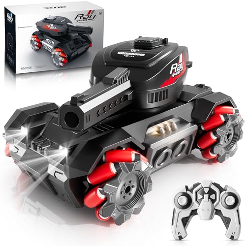 AIGIMU RC Car That Shoots BBS,Water Bullet Shooting RC Tank For Kids Adults 4WD Stunt Remote Control Car with 10500pcs Water Bombs Fast All Terrain Toy Car With 360°Rotating Gifts for Boys,40+Min Play