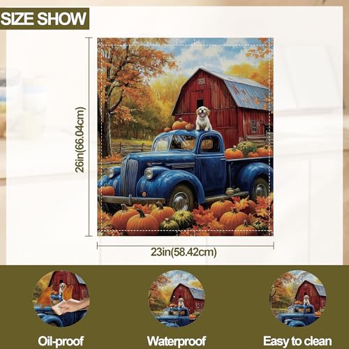 Image of Dishwasher Magnet Cover,Blue Truck Dishwasher Cover Magnetic Pumpking Leaves Home Appliances Refrigerator Decorative 23 inch x 26 inch