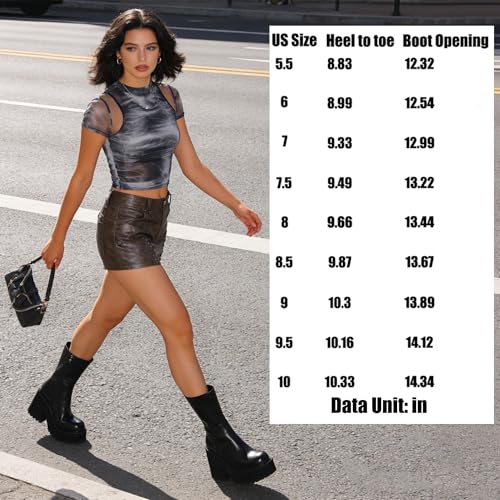 Image of AMINUGAL Platform Ankle Boots for Women Chunky Block Heel