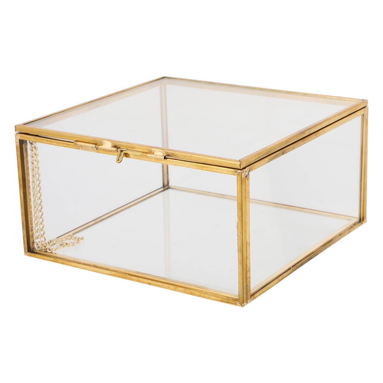 VALICLUD Boîte À Bijoux En Verre Transparente 5.91X5.91X3.07 Pouces Vitrine À Bijoux Avec Couvercle Pour Rangement Cosmétiques Accessoires Petite Boîte Décorative Multifonction