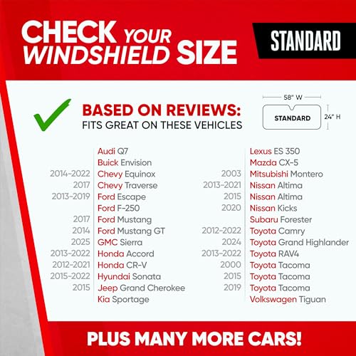 Motor Trend Accordion Black Car Windshield Sun Shade - Car Sun Visor Sun Shade for Windshield - Window Shades for SUV & Truck - Dash Cover Sun Protection Window Shade Accessories - 58\" x 24\"