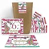 Junaversum Lot de 12 cartons d’invitation pour 6e anniversaire d’enfant fille licorne licorne avec 12 enveloppes, 12…