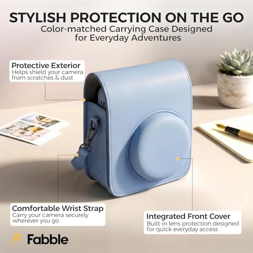 Image of FUJIFILM INSTAX MINI 13 Instant Film Camera Frost Blue Bundle with Caiul Groovy Case, INSTAX Mini Twin Pack Film 20 Exposures, Automatic Exposure, Close-Up Mode, Selfie Mirror