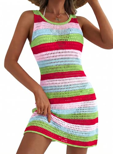 Image of Cakulo Women's Crochet Beach Cover Up Boho Floral Dress
