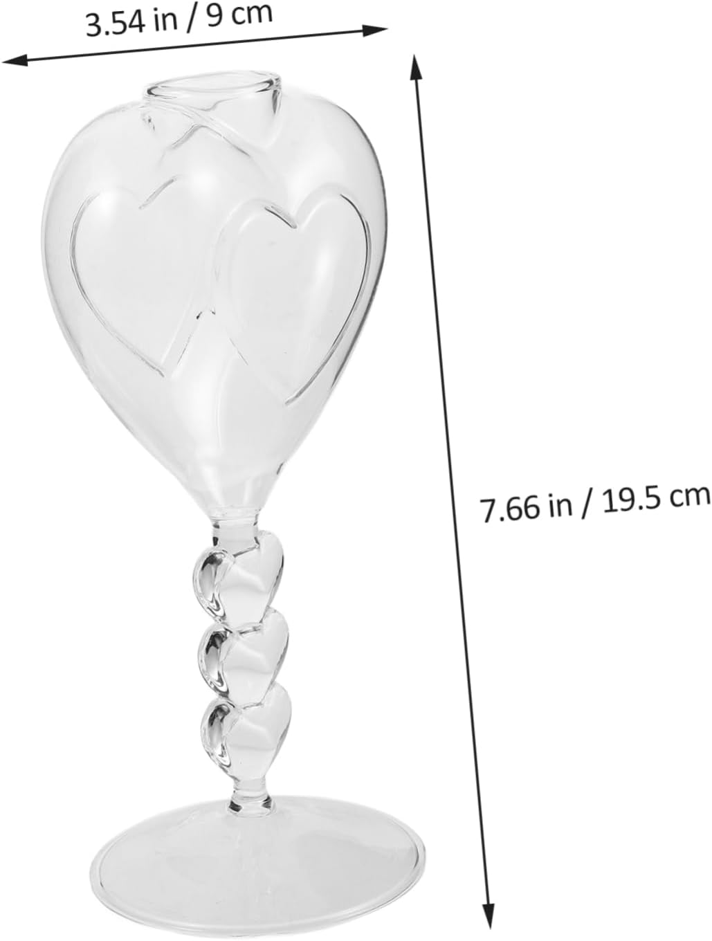 Garneck Elegant Heart Shaped Drinking Cup Sturdy Stemmed Glass Non-slip Base Wedding Banquet