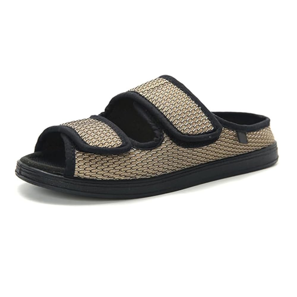 Genérico Zapatillas para diabéticos extra anchas, sandalias con velcro, ajuste ancho, plantilla extraíble, para pies hinchados, zapatillas de casa