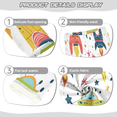 Bolaz Toddler Girls Leggings Printed Yoga Pants Leggings Yellow Blue Rocket for Kids3