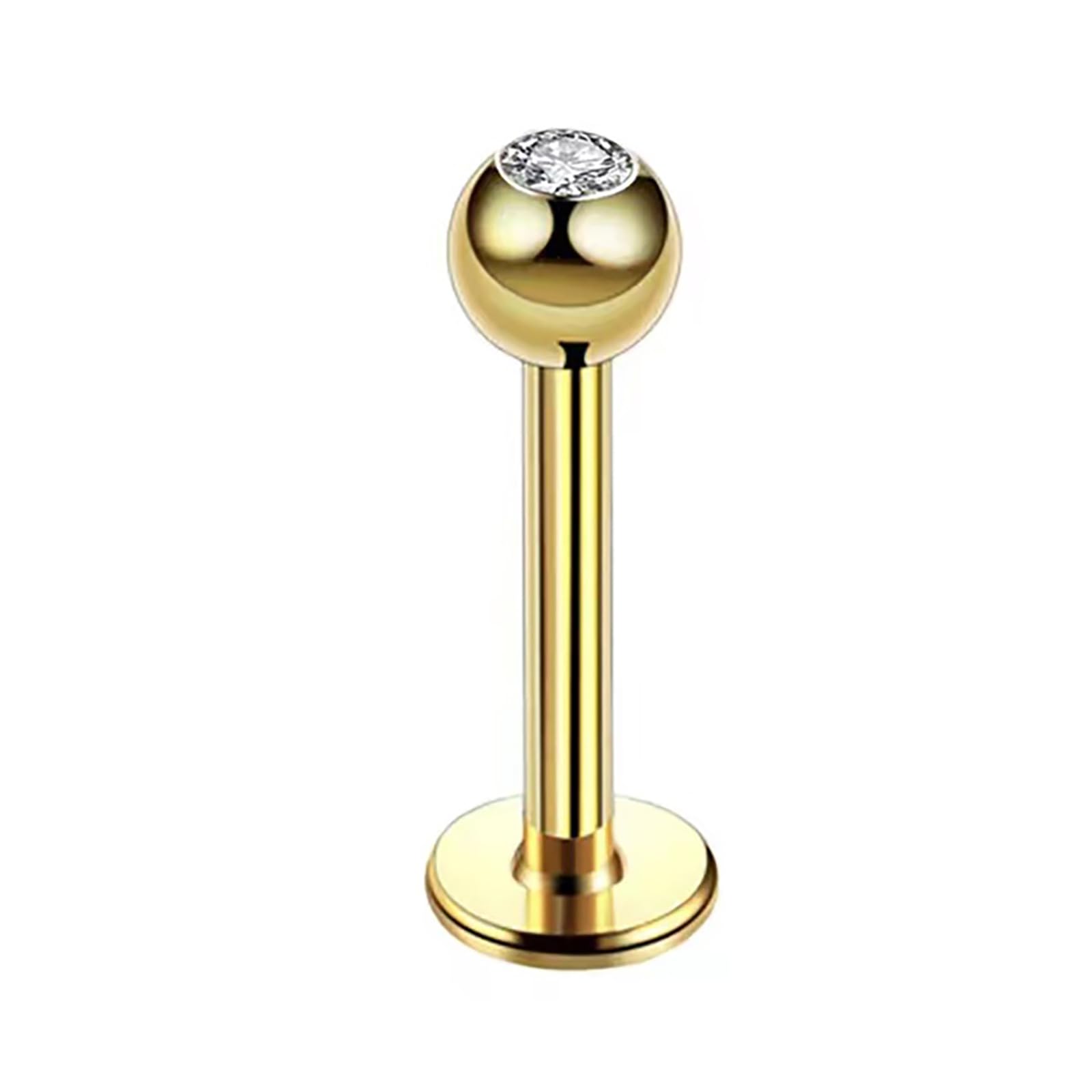 ＣＨＡＭＥＥＮ CHAMEEN Piercing de varilla para labio, oreja, tragus, hélix, bola con cristal cartil-age piercing tragus, piercing de oreja o pendientes, Oro blanco