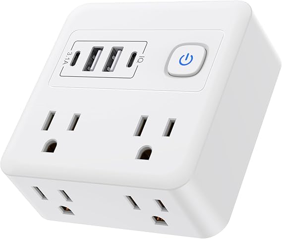 Multi Plug Outlet Extender with USB - Surge Protector Splitter 4 USB ...