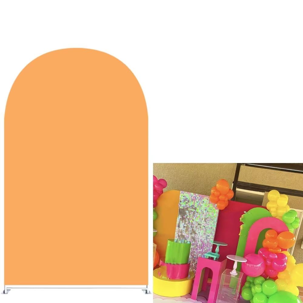 afoloa Bright Orange Solid Arch Backdrop Covers(No Stand) for Parties Chiara Arched Fabric Cover Bridal Shower Wedding Birthday Party Decorations(