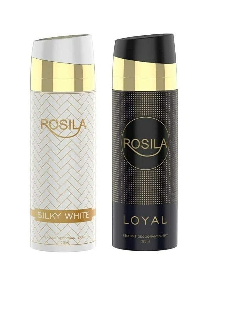 ROSILA Silky White Unisex Perfume Deodorant | Body Spray Perfume Combo Set | Premium Luxury Long Lasting Body Spray | Super Saver Pack Buy 1 Get 1 Free | 400ml (200ml*2)