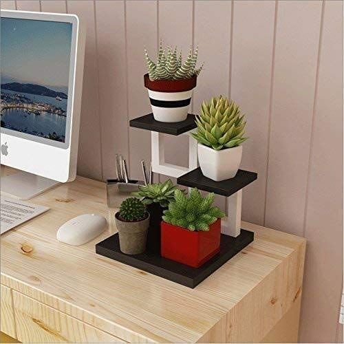 Mini cadre fer multilayer bois fleur et vase noir pour decoration interieure