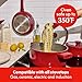 So Yummy by bella 12 Piece Cookware Set w EverGood™ Ceramic Nonstick Coating​ and Silicone & Wood Utensils, Dishwasher Safe Silicone & Glass Lids, Oven Safe & All Stovetop Compatible, Red
