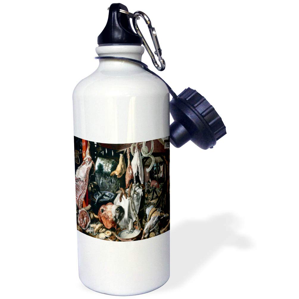 3dRose Butchers Stall by Pieter Aertsen Butcher Shop Scene in 1551 Sports Water Bottle 21 oz White