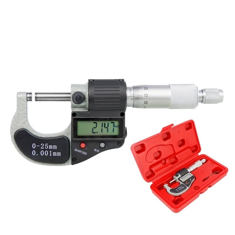 Micrómetro digital Caliper 0.001mm Micrómetro digital 0-25 mm Micrómetro exterior de micrómetro cromado cromado calibrador de calibrador herramientas de medición