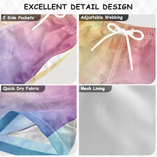 Pigsaly Boys' Swim Board Shorts Purple Rainbow Gradient Boy's Swim Trunks Kids Swimwear XS3