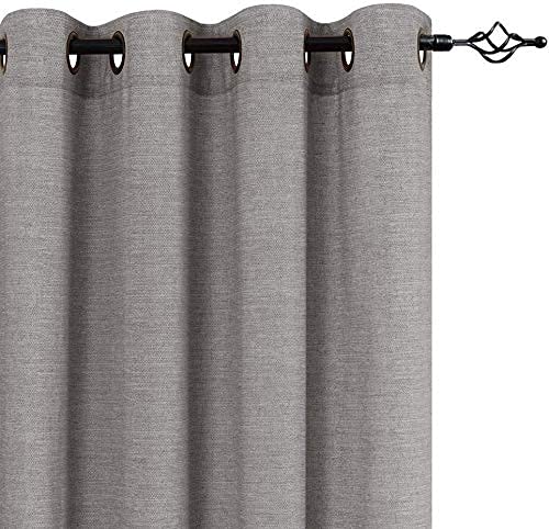 Image of Plain Cotton Linen Sheer Curtains for Window, Balcony, Living Room (5 feet Long, Grey, Set of 2 Pieces)