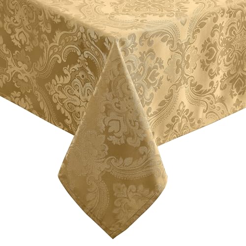 Elrene Home Fashions Nappe damassée en Polyester, doré, 152,4 x 213,4 cm, rectangulaire/rectangulaire