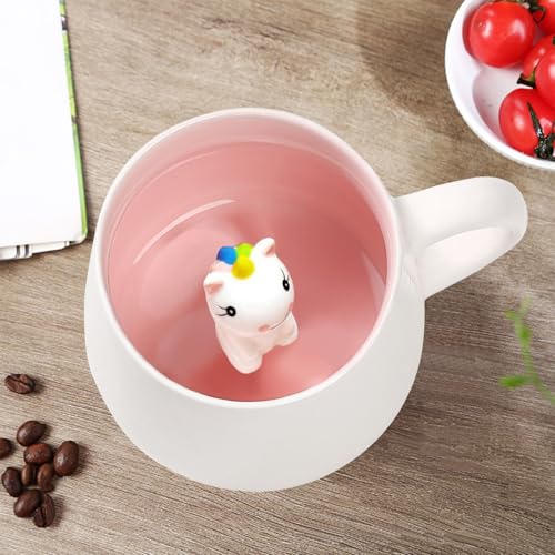 BigNoseDeer Geschenke Für Frauen Süß 3D Einhorn Tasse Kawaii Lustige Tassen Deckel Personalisiert Geschenke für Mädchen Kaffeebecher Geschenk Freundin Teetasse Kinder Geburtstagsgeschenk Weihnachten