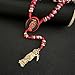 BONITTER Black Holy Death's Necklace Wooden Santa Muerte Necklace Red Rosaries Beads Blessing Crafted Rosario de la santa muerte Prayer Gift For Women Men (Red)