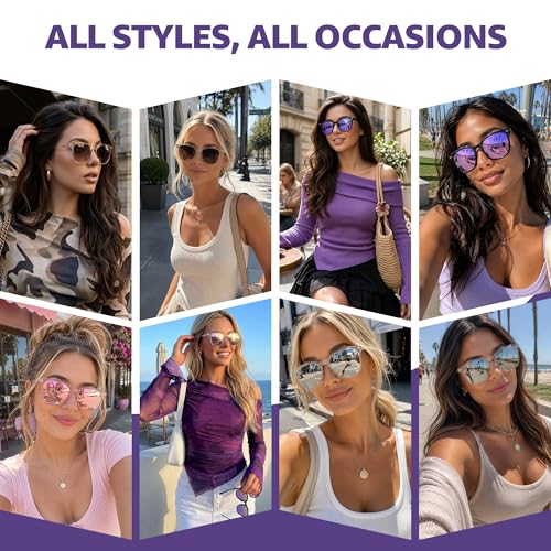Image of Myiaur Polarized Sunglasses for Women, Square Mirrored Trendy Shades with UV Protection Reduce Glare Sun Glasses