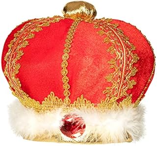 Boland 01237 - King hat, crown, ceremony, red, velvet, soft, gold, gemstones, carnival, Halloween, fancy dress, theme party, fancy dress, theatre, accessory