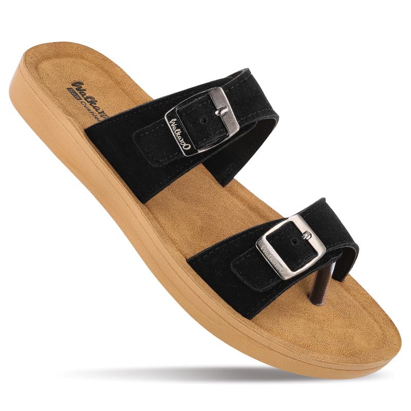 Image of WALKAROO Women's Fashion Sandals with Cushion Sole, Toe Seperator, Dual Straps with Buckles and Lightweight - WL7581