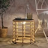 MEDIDAS: Contenido del envío: 1× Mesa auxiliar solar Hygge con iluminación solar integrada. Dimensiones: 36 cm de alto × 35 cm.