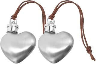 BESTOYARD Heart Shaped Wine Flask Pendant 1 Oz Portable Hip Flask with Gradient Mirror Finish Keychain for Outdoor Travel Camping