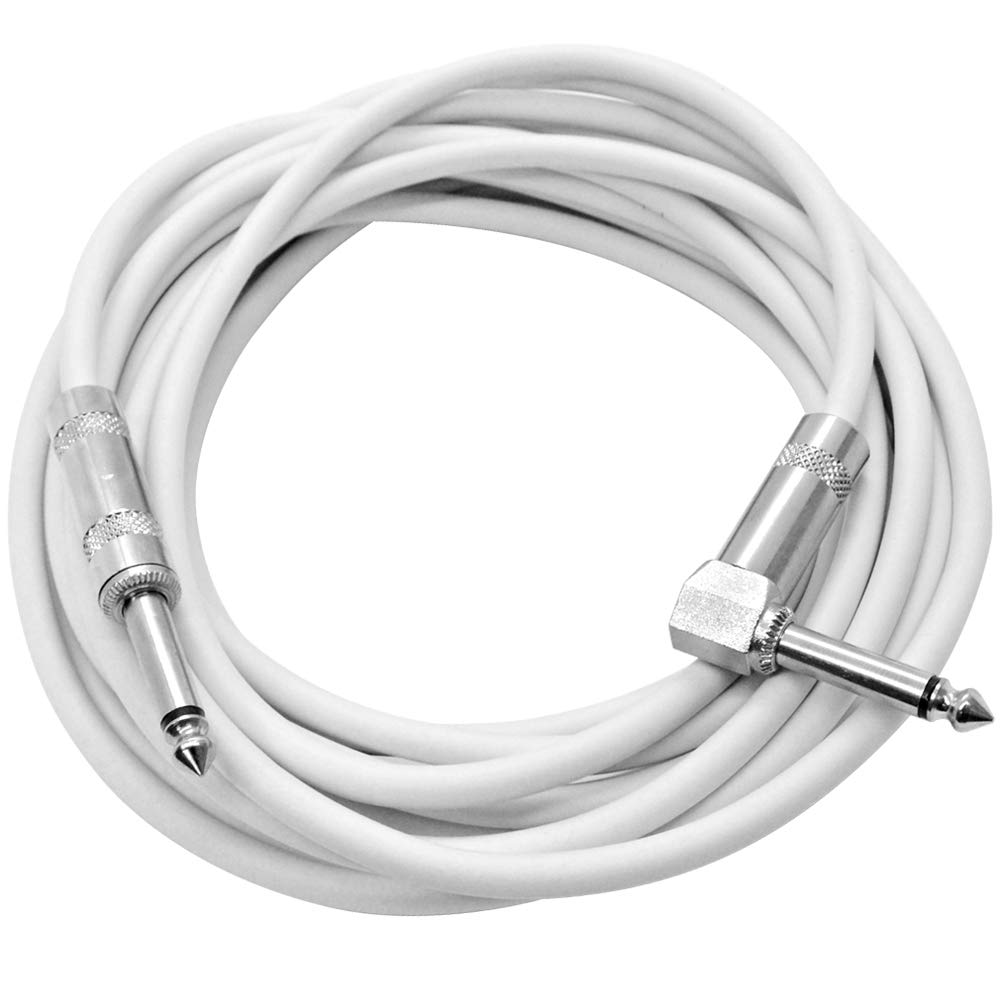 Seismic Audio SAGC20R-White-4Pack Gitarrenkabel, 6,35 mm (1/4 Zoll), rechtwinklig auf gerade, 6,35 mm (0,64 Zoll), Weiß, 4 Stück
