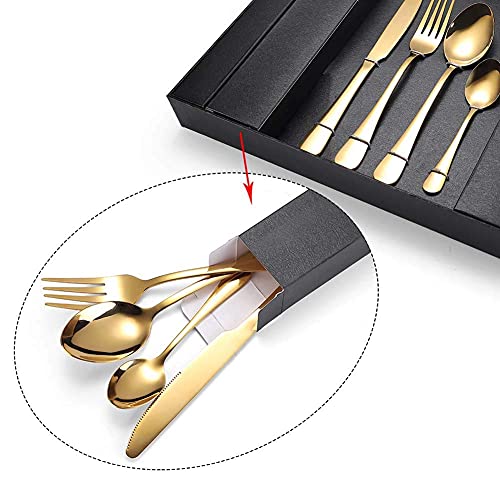 Ménagère en Acier Inoxydable, Lot de 4 Couverts, Acier Inoxydable de qualité Alimentaire, avec Couteau, Fourchette, cuillère, Vaisselle dans Un élégant Coffret (argenté, 24 pièces)