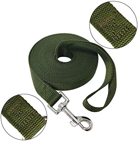 Nylon Training Dog Leash for Small Medium Large Dogs, 15ft 20ft 30ft 50ft Long Leash Dog/Puppy Lead for Obedience Recall Training, Camping (20ft, Green) - 1