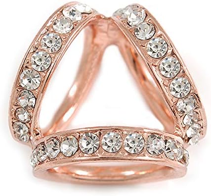 Women's Triple-Ring Clear Crystal Silk Scarves Clip Scarf Slide Ring Chiffon Buckle Holder In Rose Gold Tone - Image 3