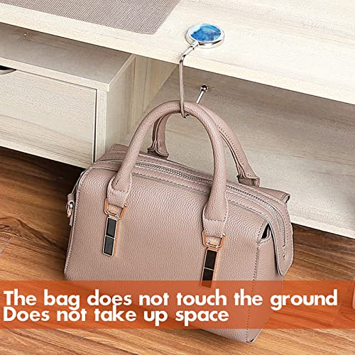 Image of AUHOKY 6Pcs Portable Purse Hook Handbag Hanger for Table, Fashionable Long Handbag Bag Holder Under Counter, Christmas Stocking Holders Mantel Hooks for Women Girls Bags Storage(6 Marble Patterns)