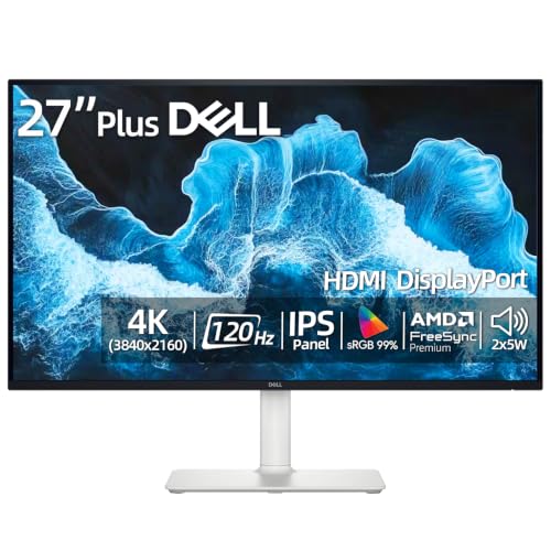 Image of Dell 27 inch Monitor, 4K(3840 x 2160), 120Hz, AMD FreeSync Premium, 1500:1 Contrast Ratio, LED Display, sRGB 99%, VESA, Integrated 2x5W Speaker, Comfortview, HDMI /DisplayPort, Pivot /Swivel /Tilt /Height
