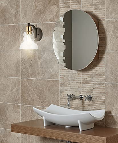 Image of JONATHAN Y 6.5 inch Brass Gold /Oil Rubbed Bronze Modern Industrial Rustic 1-Light LED Vanity Light with Clear Glass Shade, Vintage Wall Sconce for Bathroom Kitchen Hallway, LED Bulb Included JYL3544A